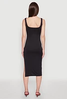 Womens Asymmetrical Side Slit Midi Dress,