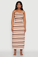 Womens Chevron Print Rope Strap Maxi Dress, Multi, Size L