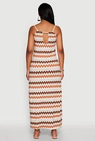 Womens Chevron Print Rope Strap Maxi Dress, Multi, Size L