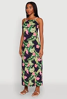 Womens Tropical Floral Print Maxi Sundress, Multi, Size XL