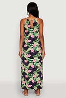 Womens Tropical Floral Print Maxi Sundress, Multi, Size XL