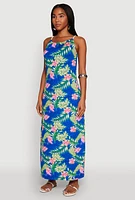 Womens Tropical Floral Print Maxi Sundress, Multi,