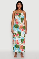 Womens Tropical Chain Print Maxi Sundress, Multi, Size L
