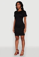Womens Ribbed Knit Ruched T Shirt Dress,