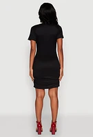 Womens Ribbed Knit Ruched T Shirt Dress,