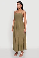 Womens Scoop Neck Tiered Maxi Sundress,