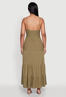 Womens Scoop Neck Tiered Maxi Sundress,