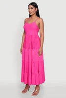 Womens Scoop Neck Tiered Maxi Sundress, L