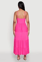 Womens Scoop Neck Tiered Maxi Sundress, L