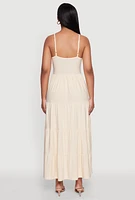Womens Scoop Neck Tiered Maxi Sundress,