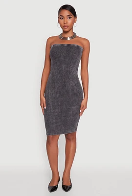 Womens Rib Knit Mineral Wash Tube Dress,