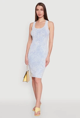 Womens Trendy Mineral Wash Scoop Neck Racerback Tank Dress,