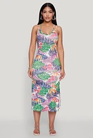 Womens Tropical Print Double Strap Cami Dress, Multi, Size M