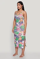 Womens Tropical Print Double Strap Cami Dress, Multi, Size M