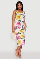 Womens Tropical Floral Print Double Strap Cami Dress, Multi,