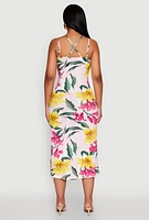 Womens Tropical Floral Print Double Strap Cami Dress, Multi,