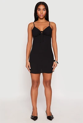 Womens Tie Keyhole Mini Dress,