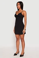 Womens Tie Keyhole Mini Dress, M