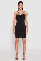 Womens Ruched O Ring Mini Dress, Black, Size S