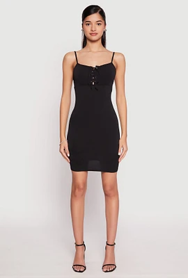 Womens Lace Up Mini Cami Dress,