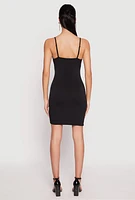 Womens Lace Up Mini Cami Dress, Black, Size M