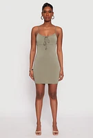 Womens Lace Up Mini Cami Dress, L
