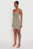 Womens Lace Up Mini Cami Dress, L