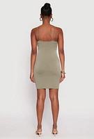 Womens Lace Up Mini Cami Dress, L