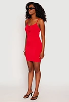 Womens Lace Up Mini Cami Dress, Red, Size S