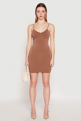 Womens V Neck Cami Bodycon Dress, M