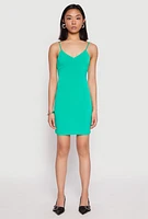 Womens V Neck Cami Bodycon Dress, L