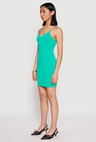 Womens V Neck Cami Bodycon Dress, L