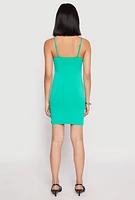 Womens V Neck Cami Bodycon Dress, L