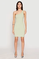 Womens One Shoulder Mini Bodycon Dress,