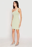 Womens One Shoulder Mini Bodycon Dress,