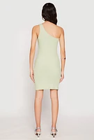 Womens One Shoulder Mini Bodycon Dress,