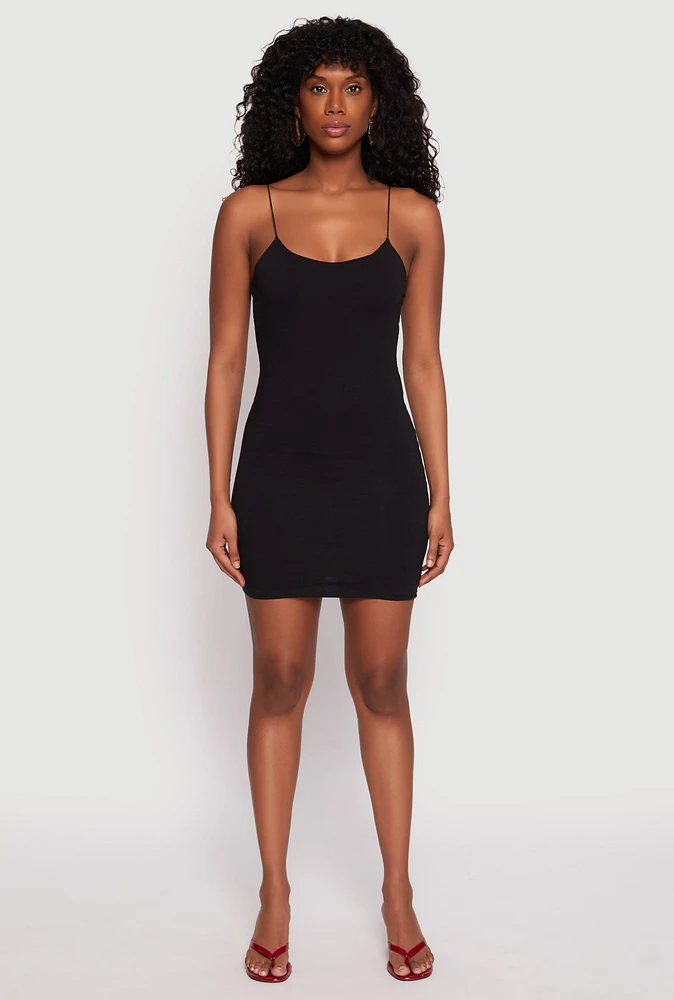 Womens Scoop Neck Cami Bodycon Dress, L