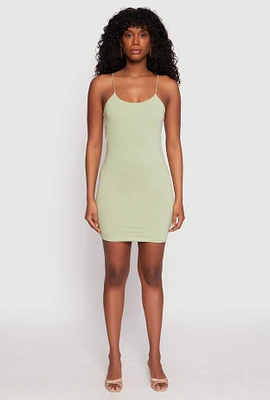 Womens Scoop Neck Cami Bodycon Dress, Green, Size L