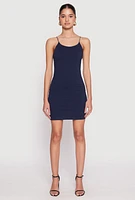 Womens Scoop Neck Cami Bodycon Dress, Blue, Size M