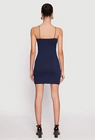 Womens Scoop Neck Cami Bodycon Dress, Blue, Size M