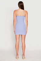 Womens Lace Trim Cami Mini Dress, Blue, Size L