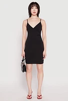 Womens Crepe Knit Cami Wrap Dress,