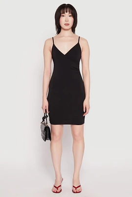 Womens Crepe Knit Cami Wrap Dress, S