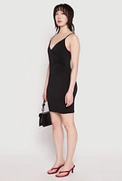 Womens Crepe Knit Cami Wrap Dress, S