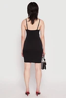 Womens Crepe Knit Cami Wrap Dress, S