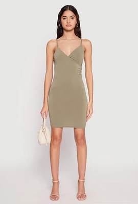 Womens Crepe Knit Cami Wrap Dress,