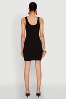 Womens Rib Knit Scoop Neck Tank Mini Dress,