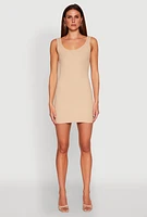 Womens Rib Knit Scoop Neck Tank Mini Dress,