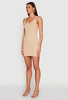 Womens Rib Knit Scoop Neck Tank Mini Dress,