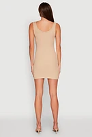 Womens Rib Knit Scoop Neck Tank Mini Dress,